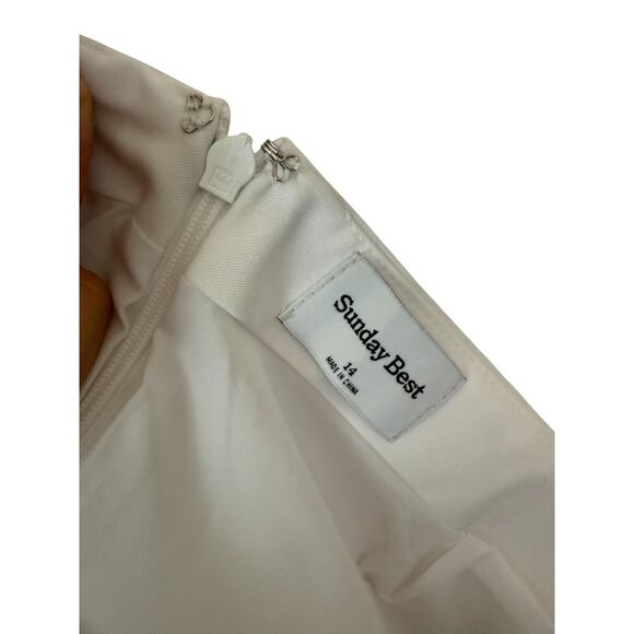 NWT Aritzia SundayBest Tatiana White Mini Skirt W/Side Slit Zipper Closure-14 - Picture 6 of 6